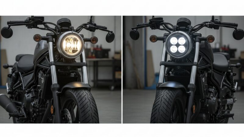 旧型と現行型のレブル250のヘッドライト比較
