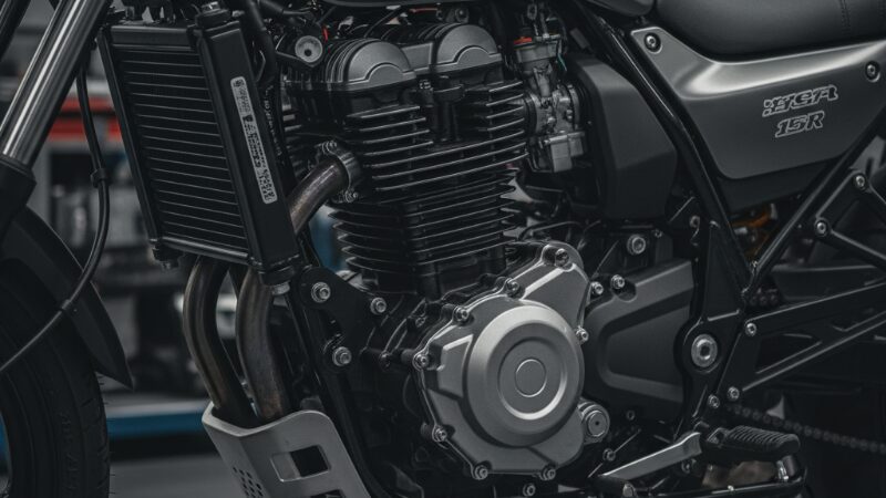 パイルダー125の125cc水冷並列2気筒エンジンのクローズアップ