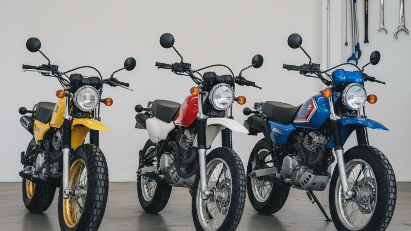 TW、FTR、バンバン200が並んでいる様子