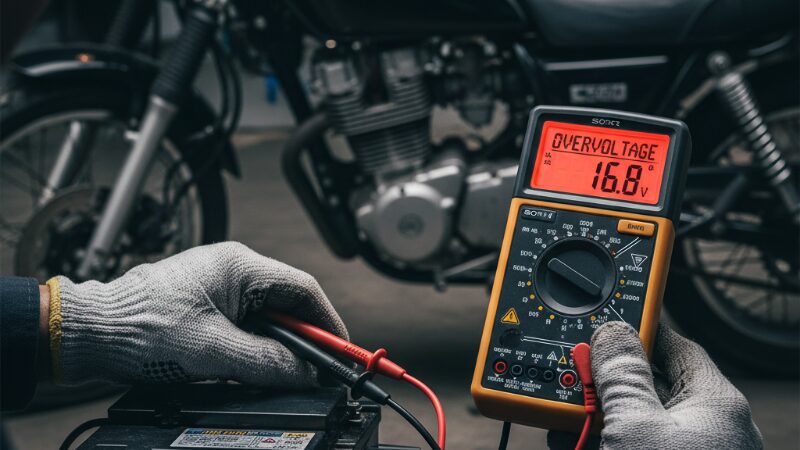 危険な「過電圧」を示すマルチテスター