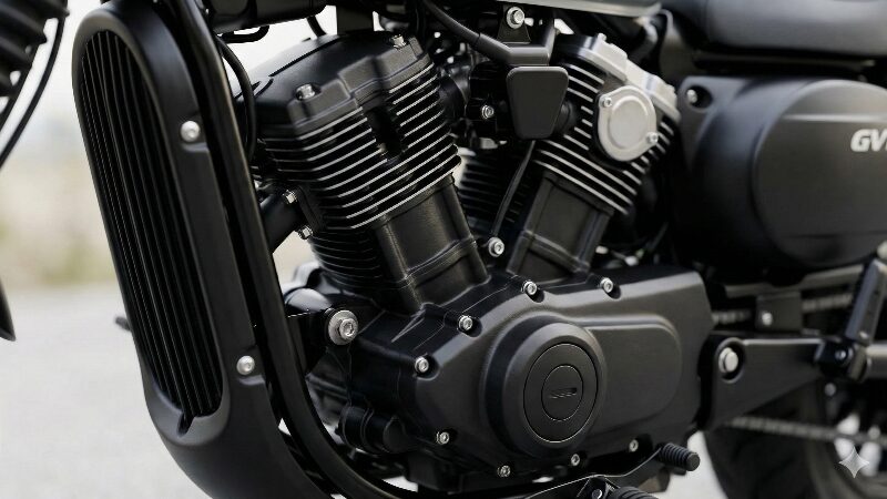 ヒョースン GV125S ボバーのVツインエンジンのアップ