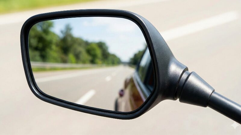 CB650Rのエンジン振動によりブレて見えるバックミラーの視界