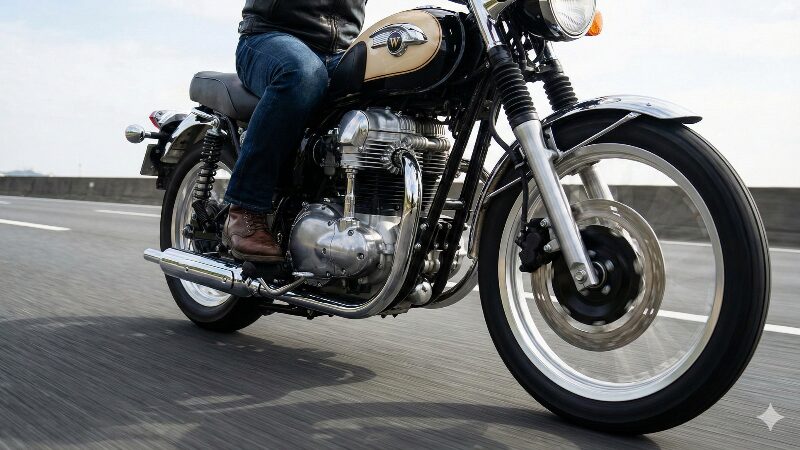 高速道路のアスファルトの上を疾走するW230のローアングルショット、エンジンとタイヤの動きを感じる構図