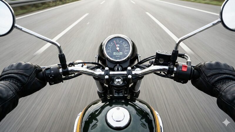 走行中のW230のライダー視点(POV)