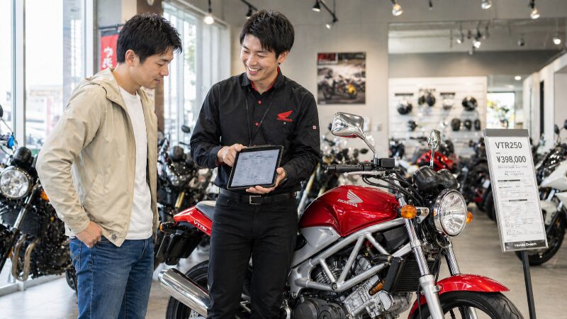 VTR250中古車を扱うバイクショップでの相談
