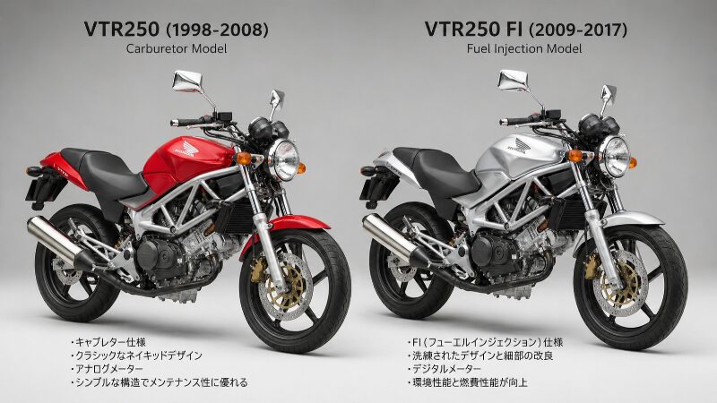 VTR250キャブ車とFI車