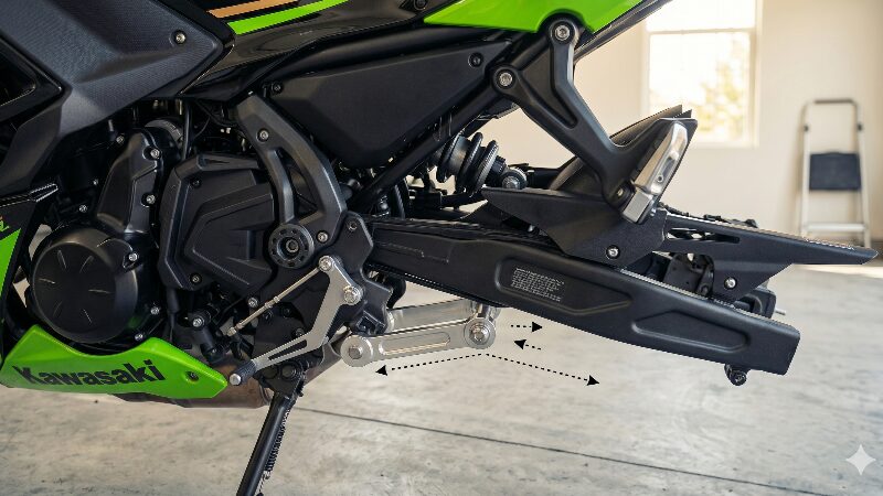 Ninja 650のリアサスペンションに装着されるローダウンリンク