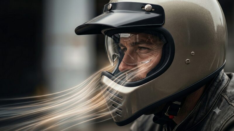 ネオクラシックヘルメット着用時の走行風の巻き込みによる目の乾燥