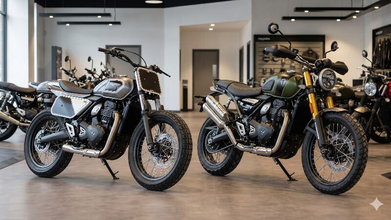 トライアンフ トラッカー400とスクランブラー400Xの実車比較