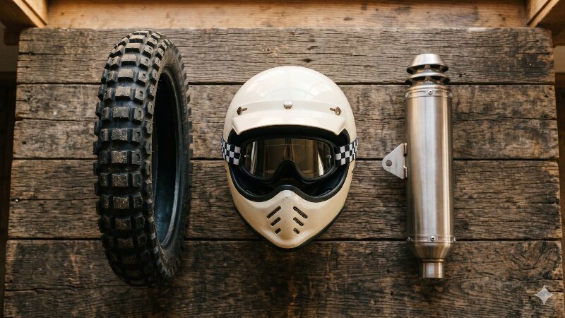 トラッカーに似合うヘルメット・タイヤ・マフラーの用品