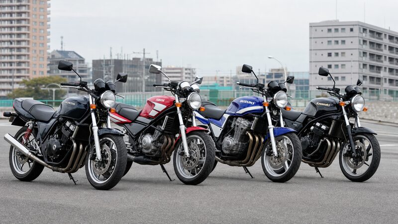 53馬力で横並びの400ccネイキッド数台が並ぶ様子