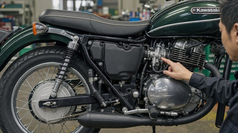 フューエルインジェクション化された2007年以降のカワサキ エストレヤのエンジン周り
