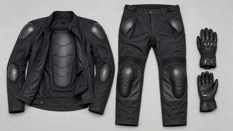 ジャケット・パンツ・グローブに内蔵されたインナープロテクター一式（バイク インナープロテクター）