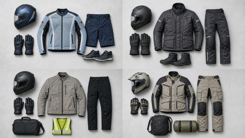 夏・冬・通勤・ツーリング別のワークマンのバイク服装コーデ一覧